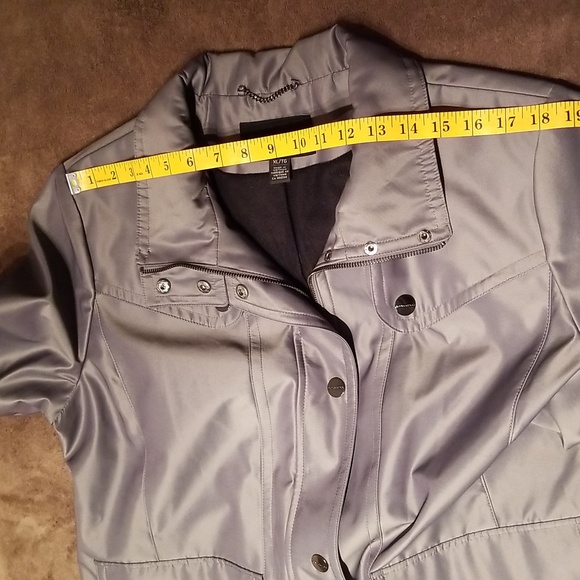 London Fog Women's Ladies' Spring Fall Pea Coat / Sz XL / Grey w metallic sheen - Picture 15 of 17